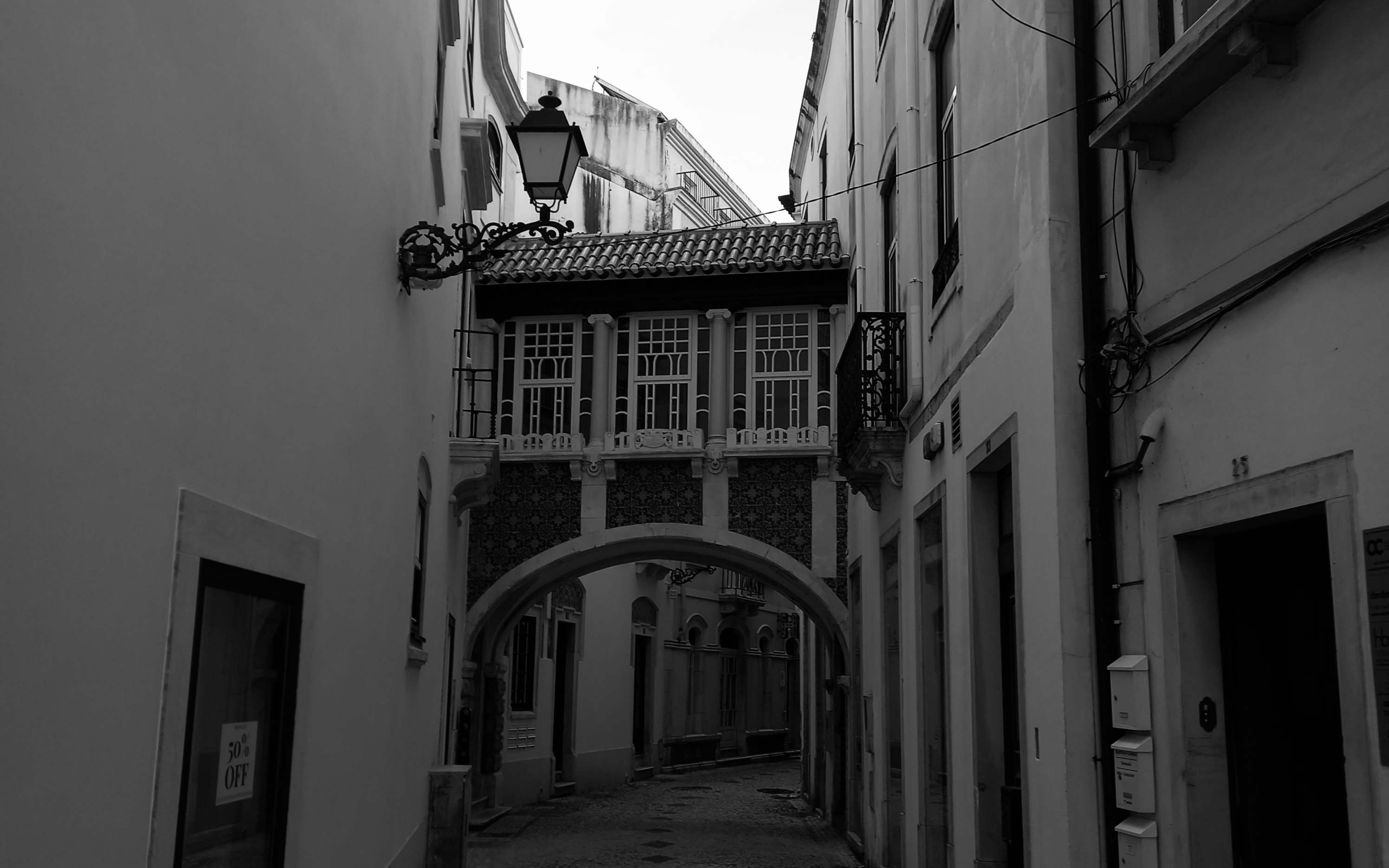 Arched street in Leiria’s historic centre